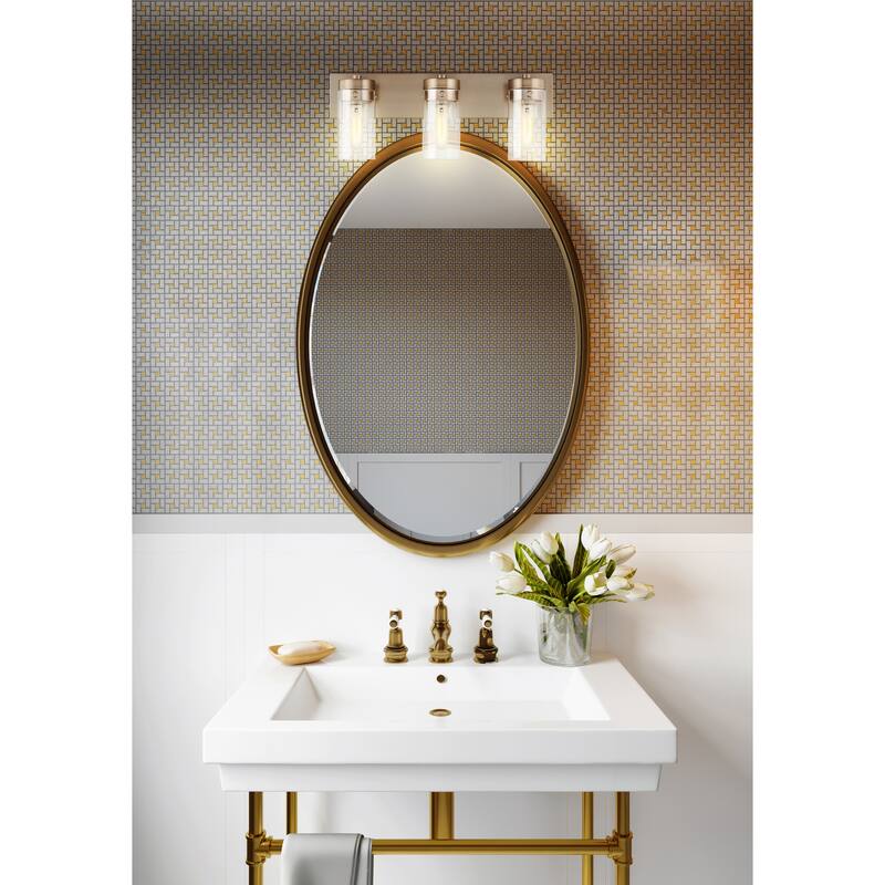 Intersection 3 Light Vanity Burnished Brass with Clear Glass