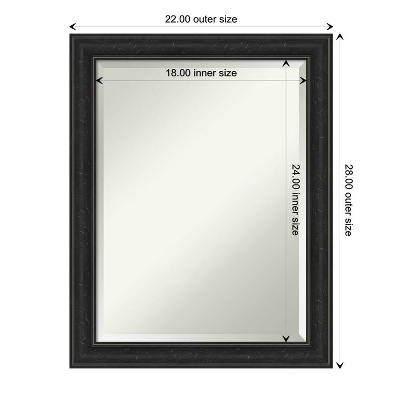 Beveled Wall Mirror - Shipwreck Black Narrow Frame - 22 x 28-inch - Shipwreck Black Narrow