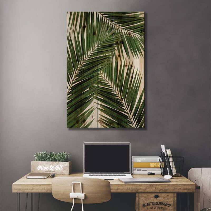 Palm Leaf III Print On Wood by Orara Studio - Multi-Color