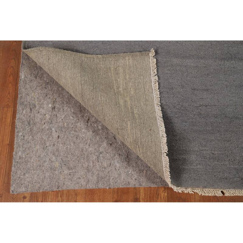 Modern Gray Gabbeh Oriental Area Rug Hand-Knotted Wool Carpet - 6'8" x 9'6"