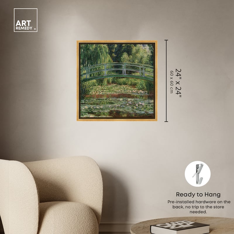 Art Remedy Monet The Japanese Footbridge And The Water Lily Pool Giverny Framed 1 Piece Canvas Wall Art