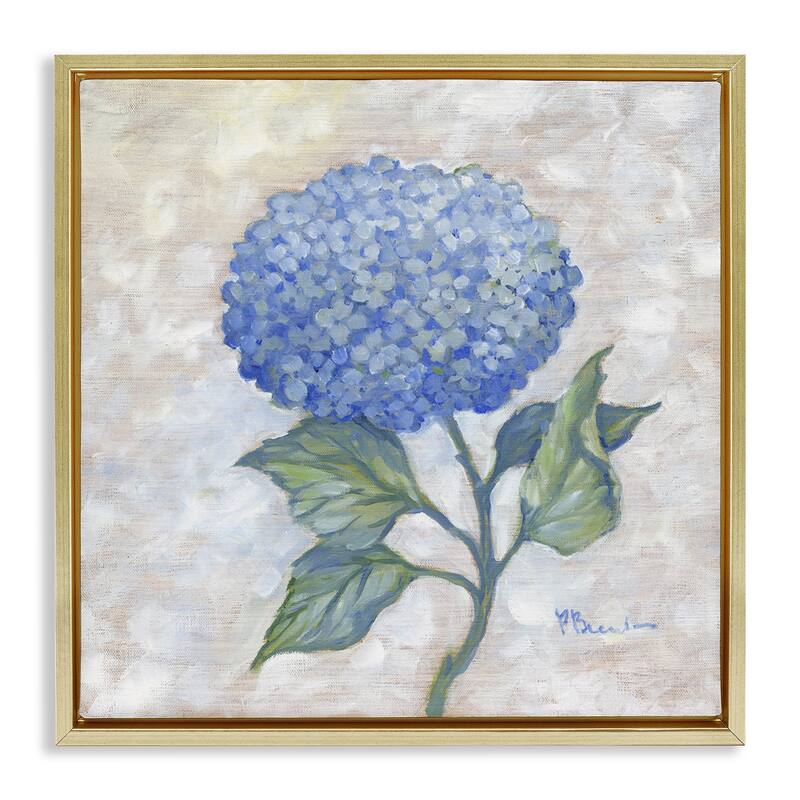 Stupell Traditional Blue Hydrangea Bloom Framed Floater Canvas Wall Art Design By Paul Brent - 18 x 18 - Gold