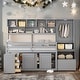 preview thumbnail 17 of 29, Full Size Wooden Loft Bed with Desk, Drawers and Shelves, White Grey