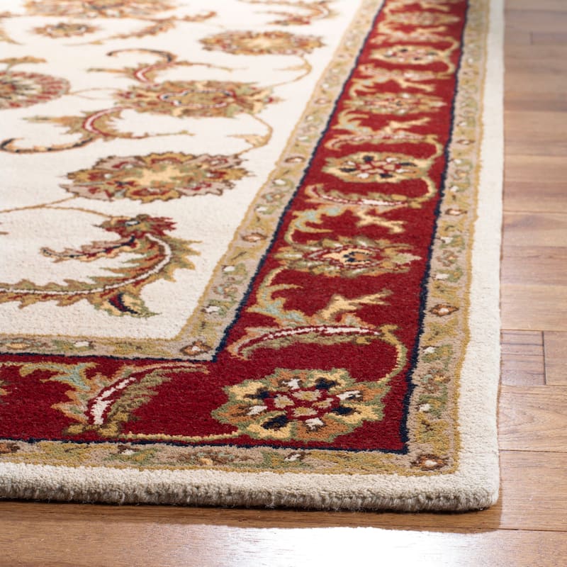 SAFAVIEH Handmade Heritage Block Print Rose Traditional Oriental Wool Rug