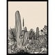 preview thumbnail 1 of 5, Amanti Art Framed Fabric Pinboard Cactus Drawing I by Walker Noble Printed Bulletin Board - Board Size 24 x 32