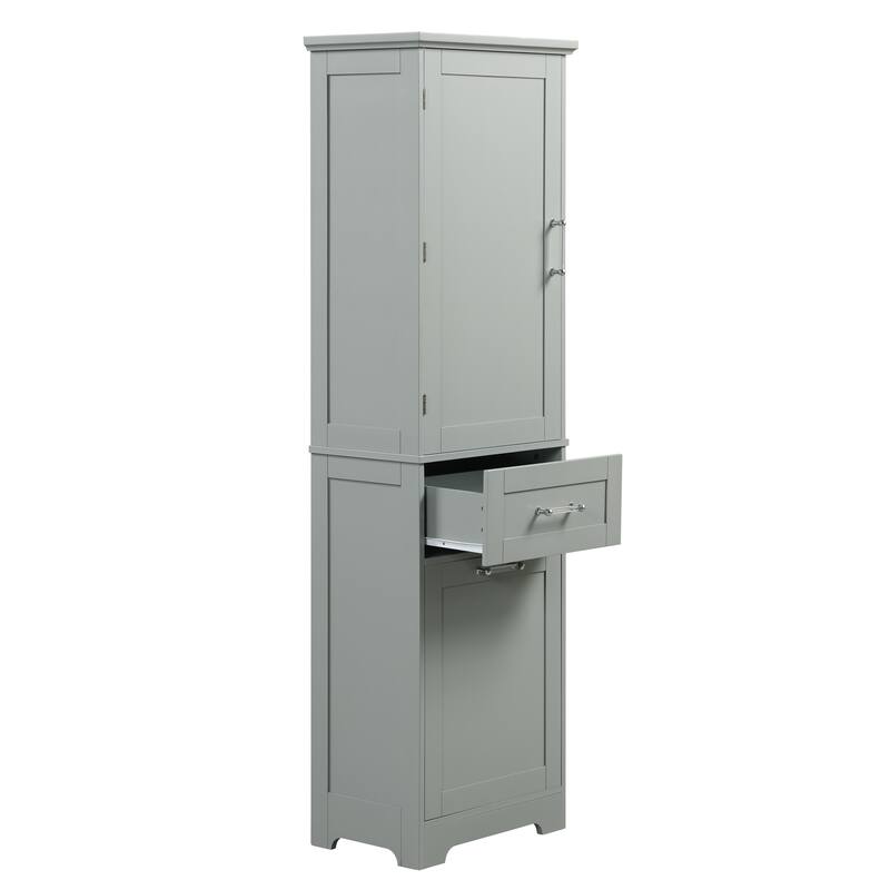 Bathroom Adjustable Storage Cabinet with 2 Different Size Drawers, Living Room Tall Cabinet Kitchen Freestanding Cabinet