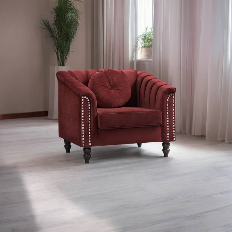 KISRAIS 37" Wide Accent Chair - Red Microfiber