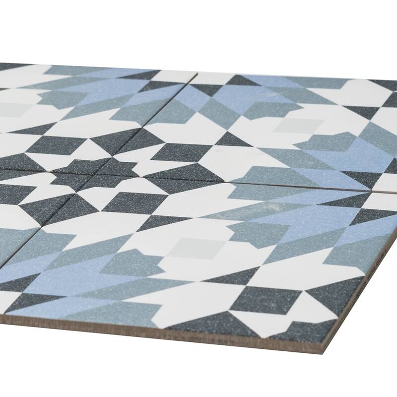 Garden Peony 8x8 Blue Matte Porcelain Tile - Floor & Wall