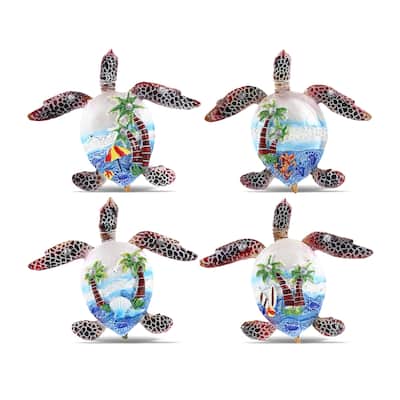 CoTa Global Sea Turtle Refrigerator Blue Sand Magnets Set of 4 - 3.25″L x 4″W x 0.3″H