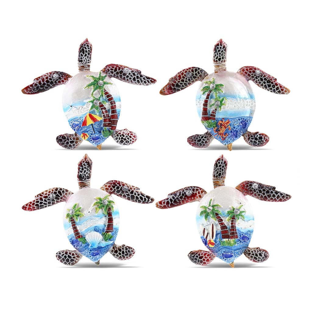 CoTa Global Sea Turtle Refrigerator Blue Sand Magnets Set of 4 - 3.25″L x 4″W x 0.3″H