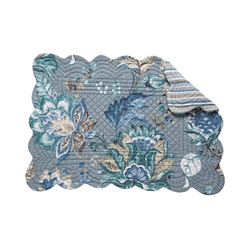 Morrison Floral Cotton Quilted Reversible Machine Washable Placemat Machine Washable Set of 6