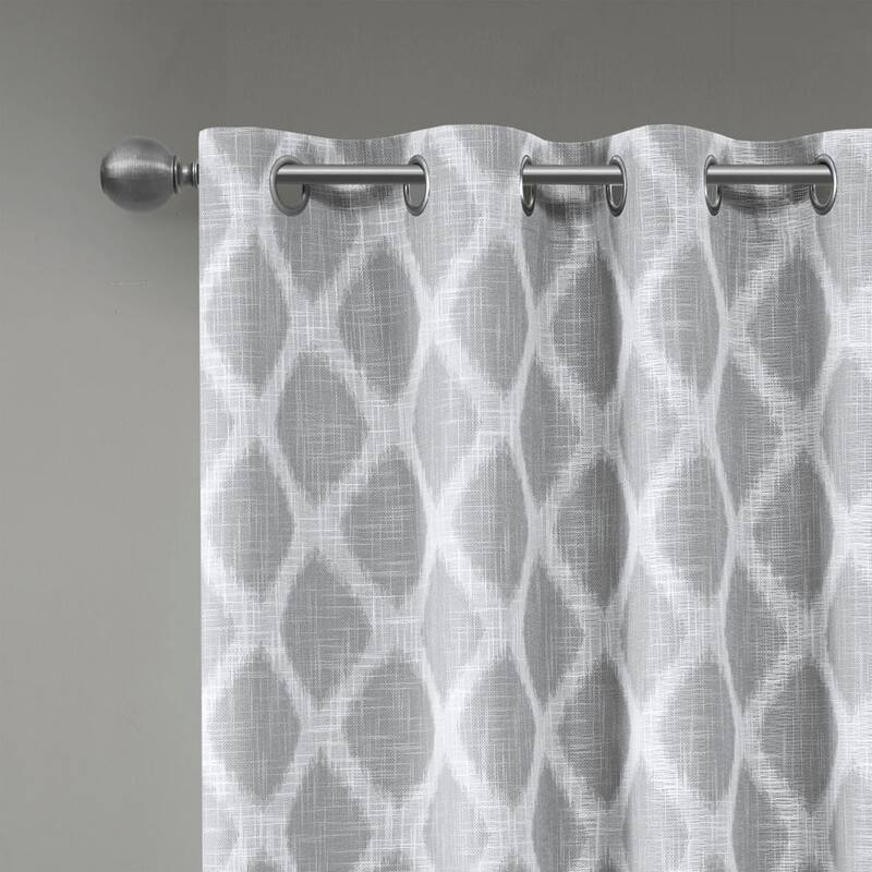 Printed Ikat Blackout Curtain Panel(Only 1 Pc Panel) - Grey - 95 Inches