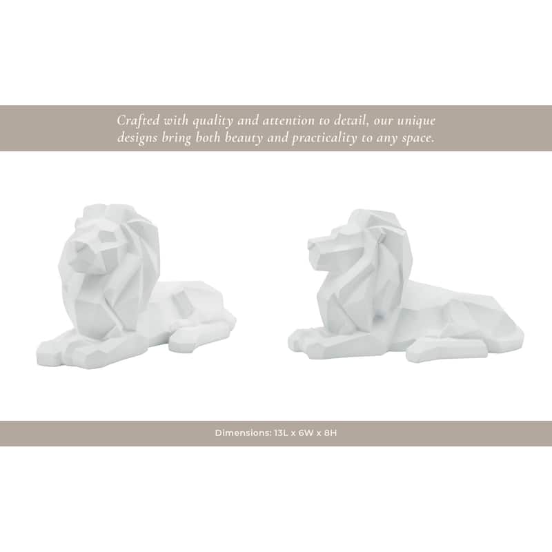 Sagebrook Home Modern Polyresin Geometric Lion Figurine - Stylish Decorative Sculpture for Home Decor - 13" x 6" x 8"
