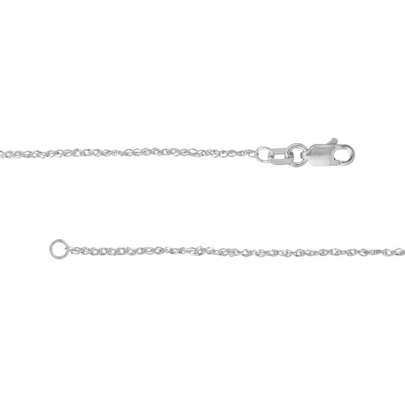 Curata 14k White Gold 1.25mm Diamond Singapore Chain Necklace (Lobster)