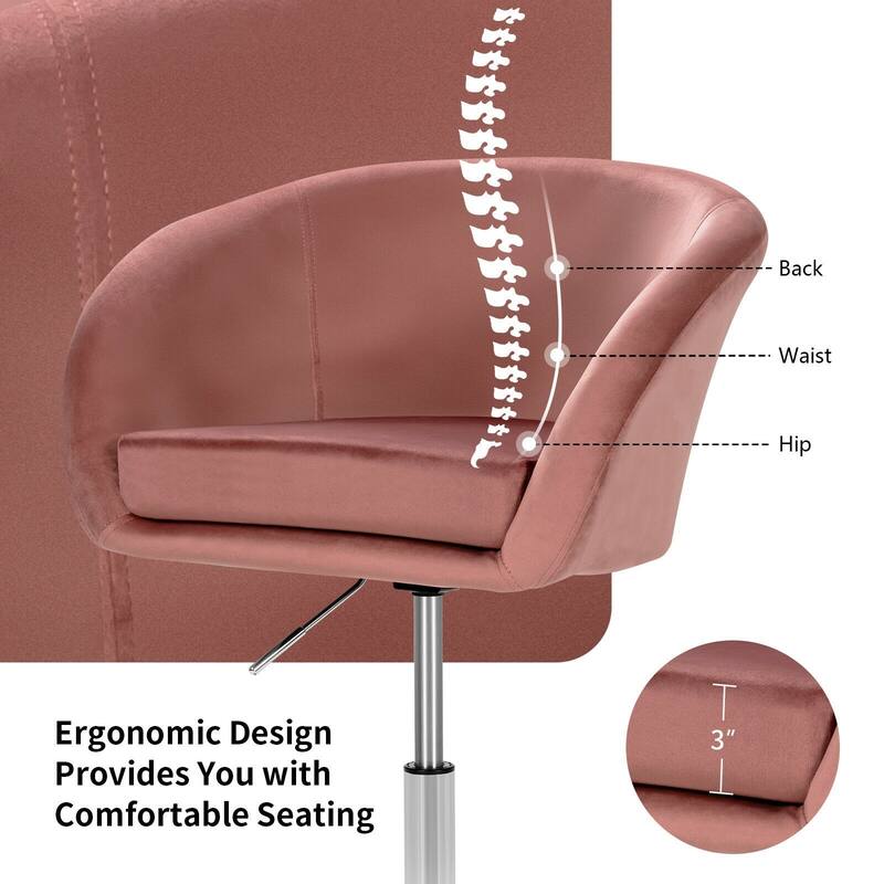 360 Degree Swivel Makeup Stool Accent Chair with Round Back and Metal Base - 24" x 20.5" x 28.5"-34"
