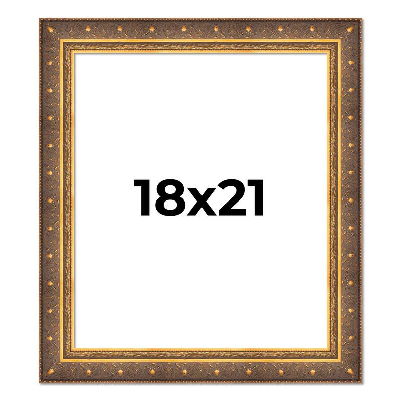 18x21 Frame Vintage Gold Solid Wood Picture Frame | 2.5 Inch Moulding