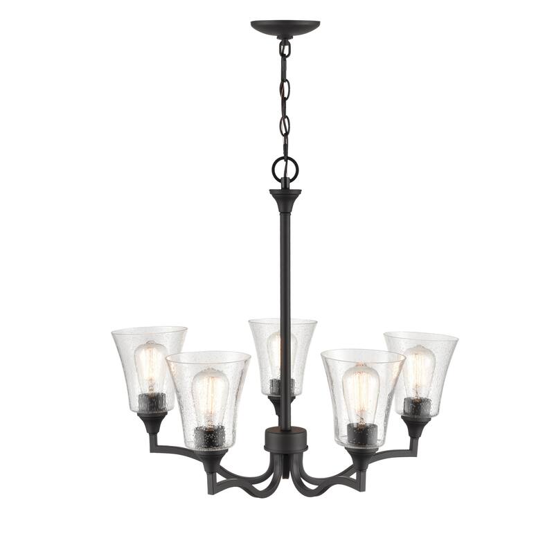 Millennium Lighting Caily 5 Light Chandelier in Brushed Nickel or Matte Black with Seeded Glass Shade