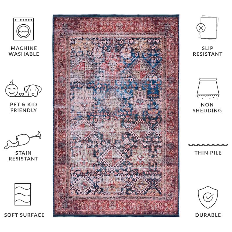 SAFAVIEH, Tucson Machine Washable Slip Resistant Jadwiga Traditional Rug
