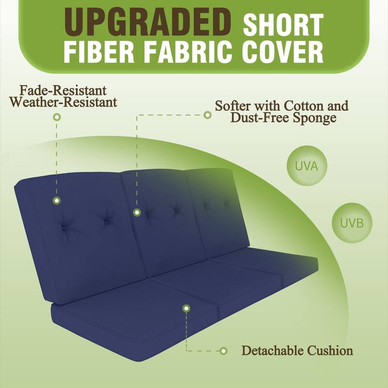 VEIKOUS 3-Seat 2-in-1 Convertible Patio Porch Swing with Adjustable Canopy Swing and Cushion