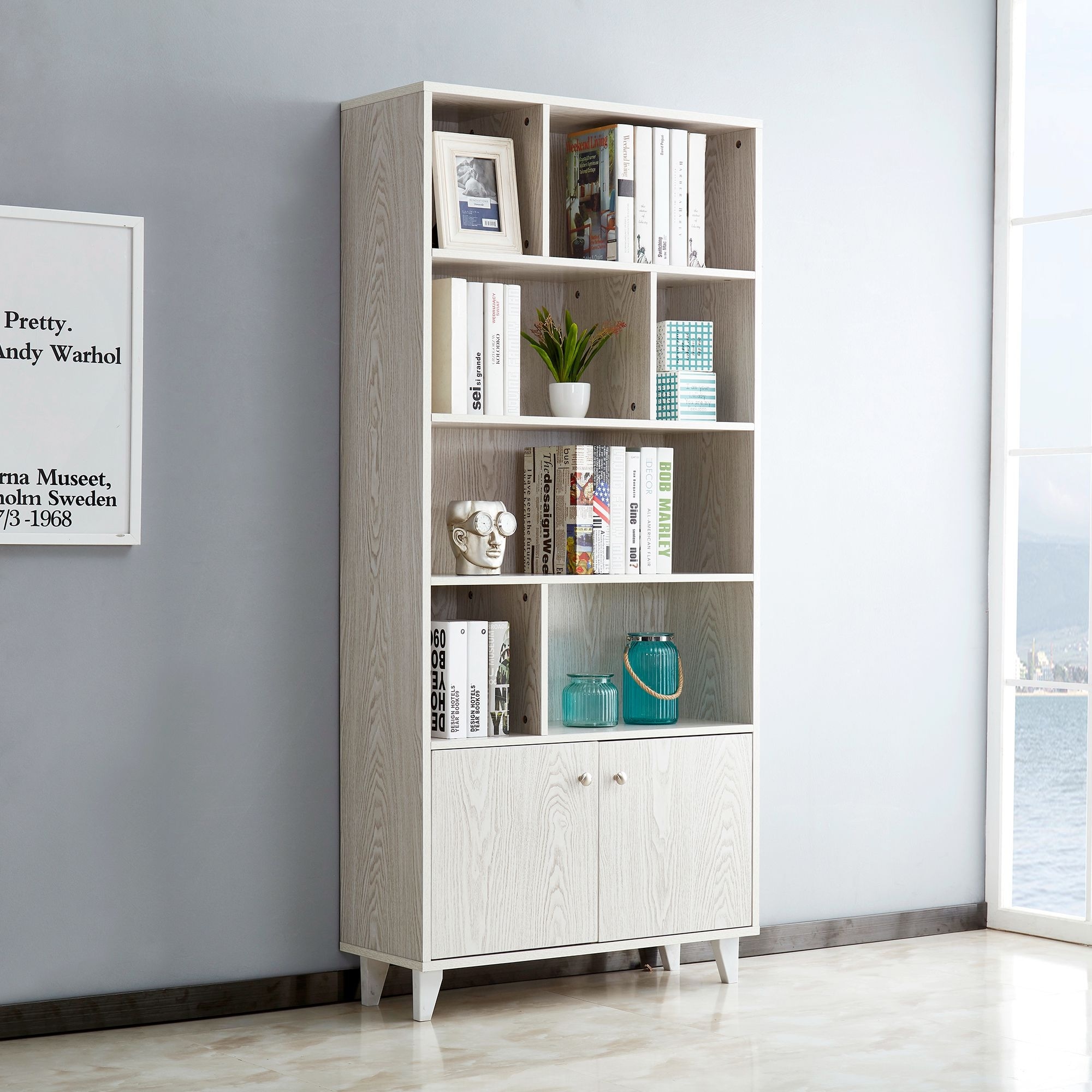 LVZAIXI Living Room Storage Locker-home Student Bookshelf-length 80x Height 90x Width 17cm Color : A 