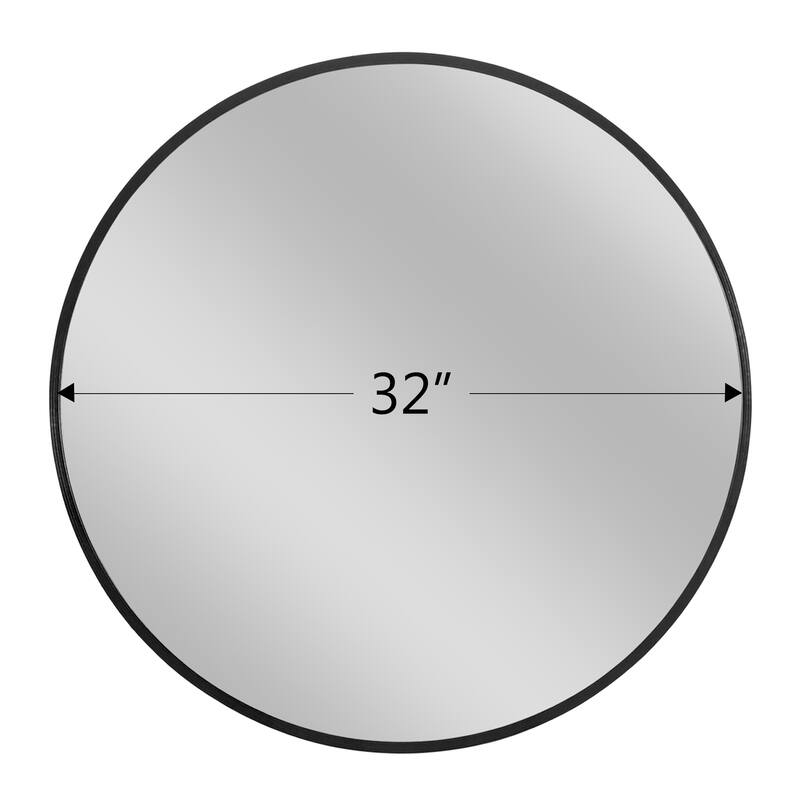 Wall Round Mirror 30'' Modern Brushed Metal Frame Wall-Mounted