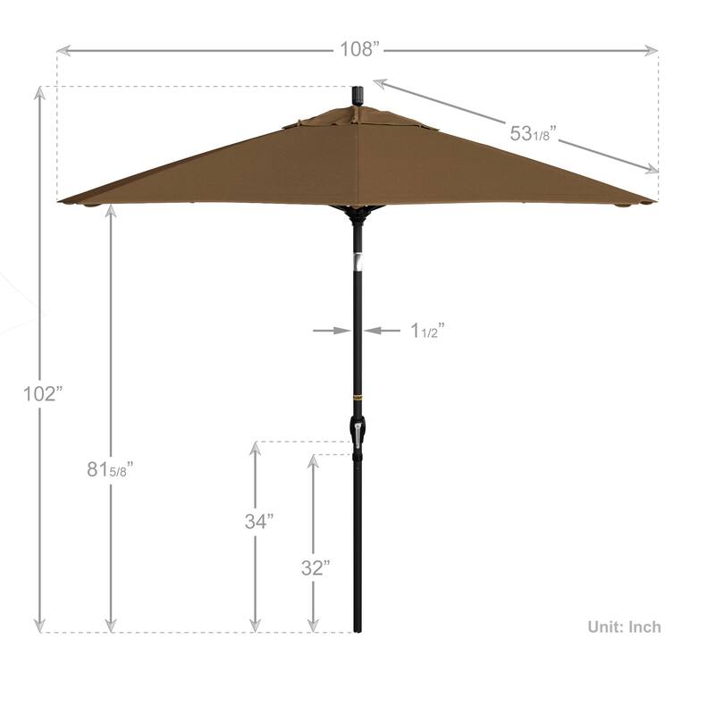 California Umbrella 9-foot Round Crank Lift, Push ButtonTilt, Black Frame Finish, Aluminum Patio Umbrella with Sunbrella Fabric