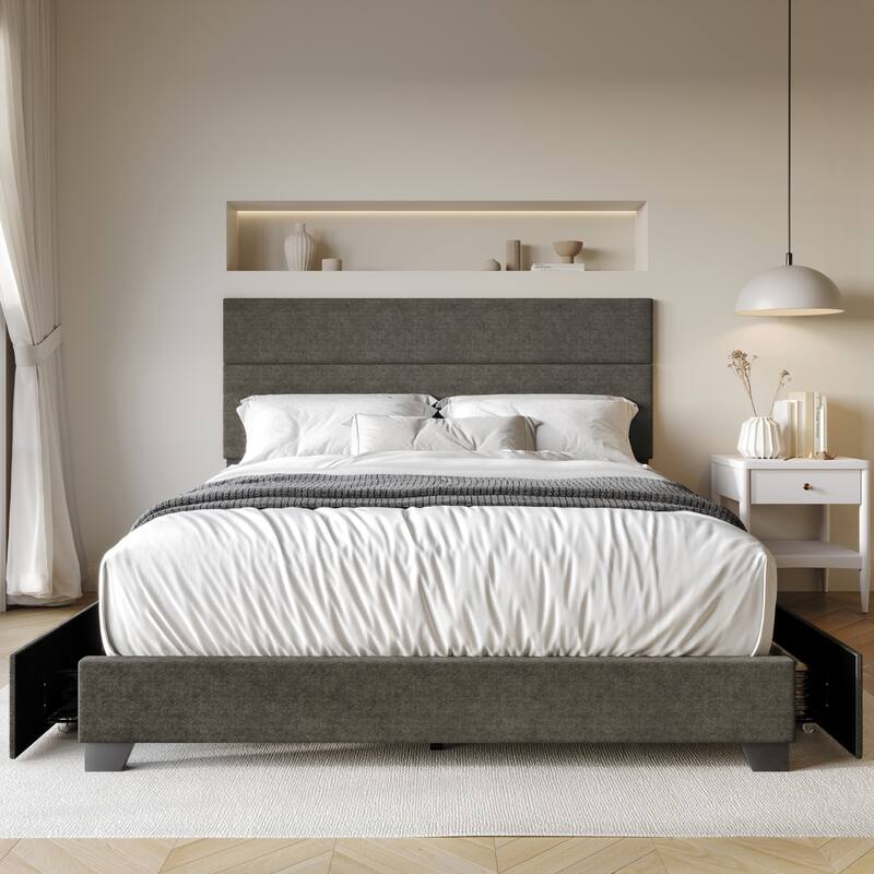 Clayfell Clayfell Kapaa Upholstered Storage Platform Bed - Grey - King