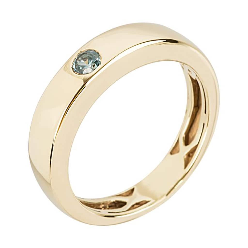 18K Yellow Gold Over Sterling Silver 3.5mm Round Blue Zircon Ring