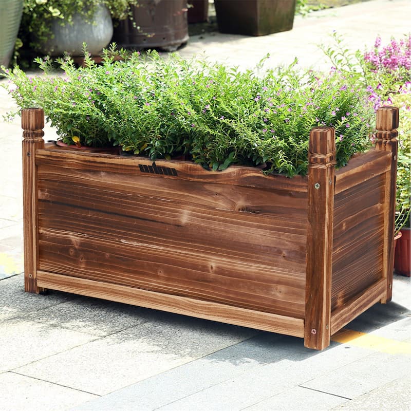Rectangular Raised Garden Bed Kit Indoor Outdoor Wood Planter Grow Box - 12 in. x 24 in. x 13 in.