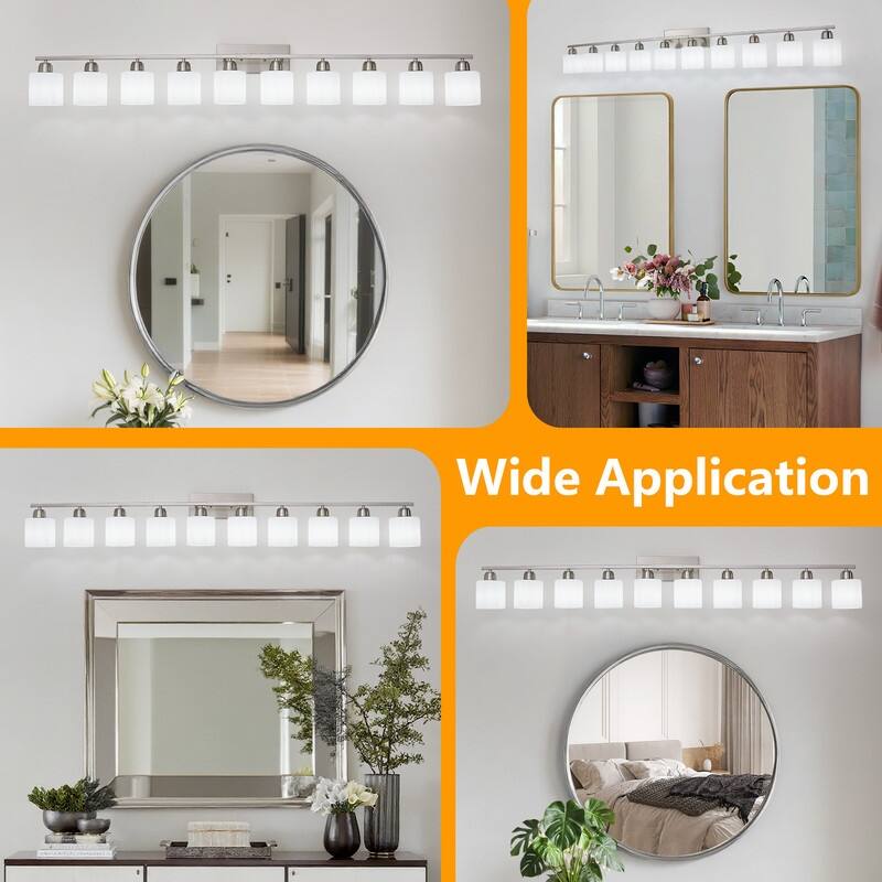 Modern Bathroom Vanity Light With Frosted Milk Glass Shades