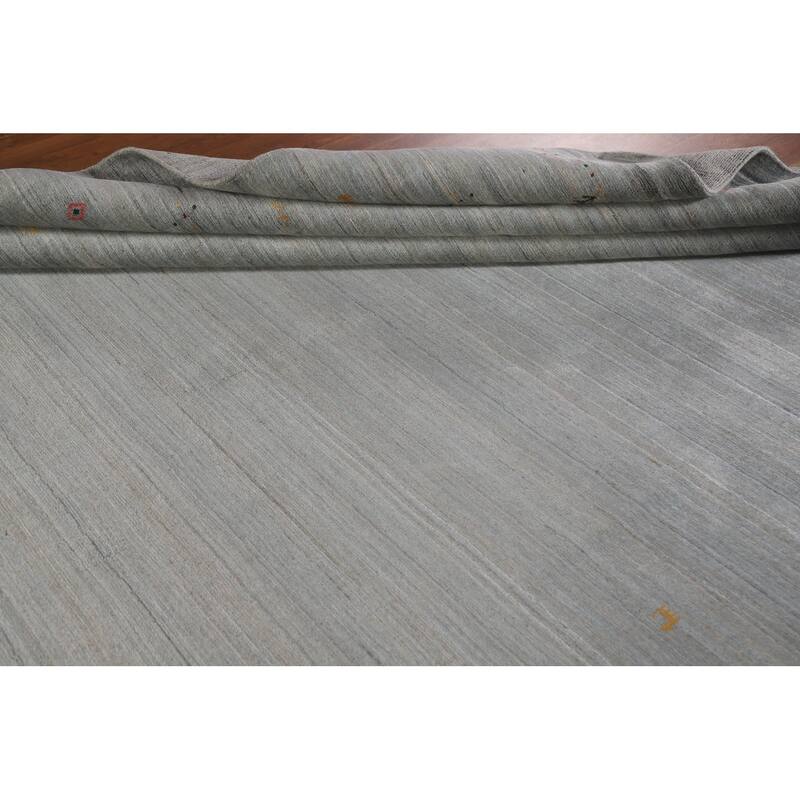 Gabbeh Tribal Grey Area Rug Handmade Wool Carpet - 8'10"x 11'8"