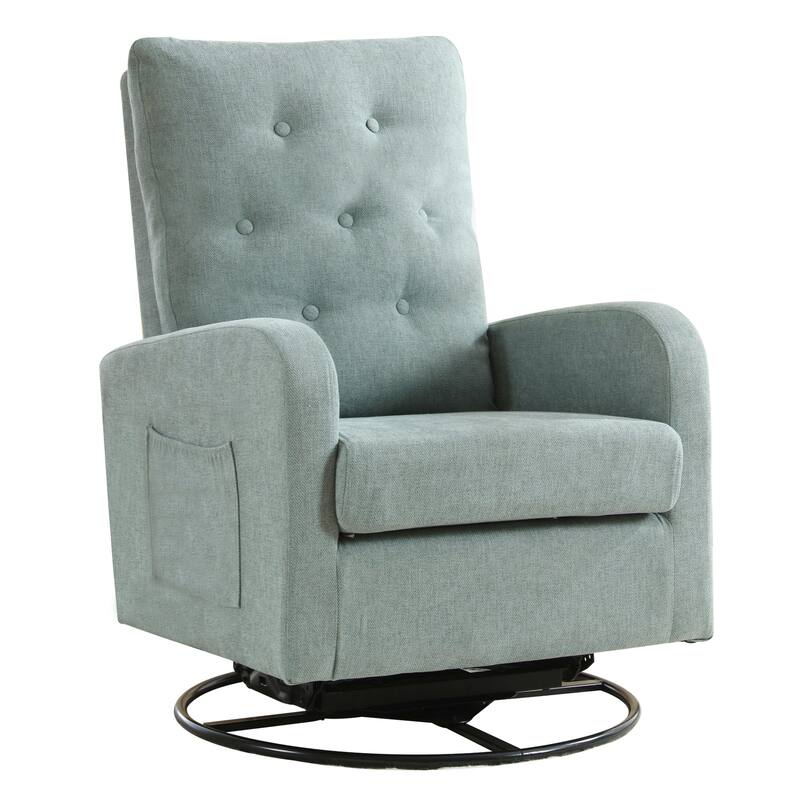 HOMYKA Swivel Rocking Upholstered Armchair Nursery Glider Linen Accent Chairs