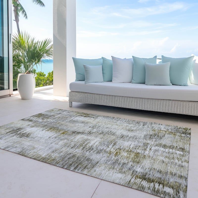 Machine Washable Indoor/ Outdoor Chantille Solid Abstract Rug - Mocha - 8' x 10'