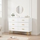 preview thumbnail 17 of 16, 6 Drawer Dresser with Storage Space, Modern Wooden Dresser with Gold Handles