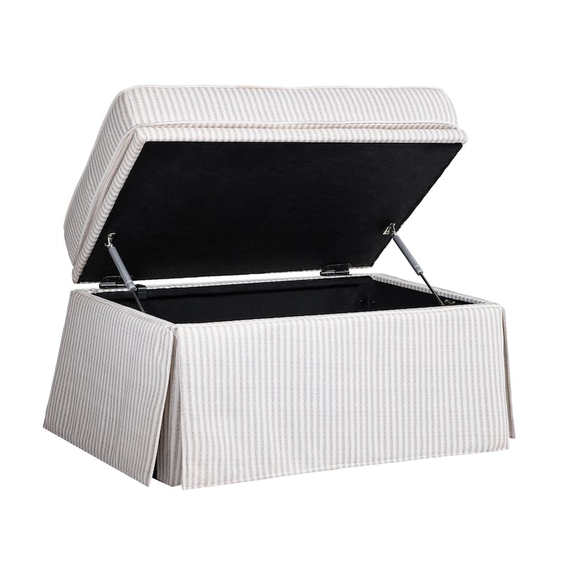 2 Set Rectangle Chenille Upholstered Storage Ottoman