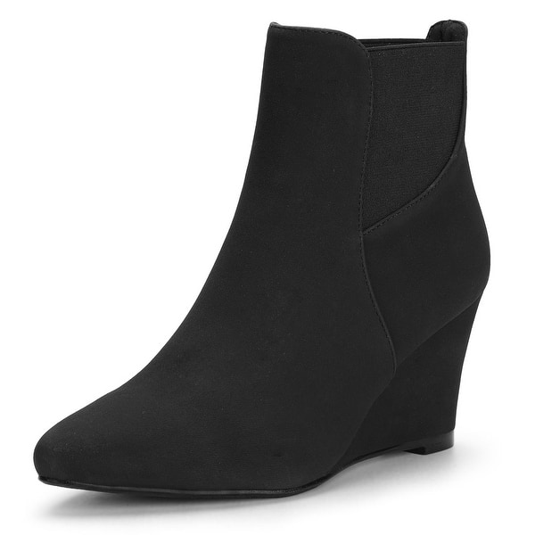 Women S Pointed Toe Chelsea Wedge Heel Ankle Boots Overstock 28392703