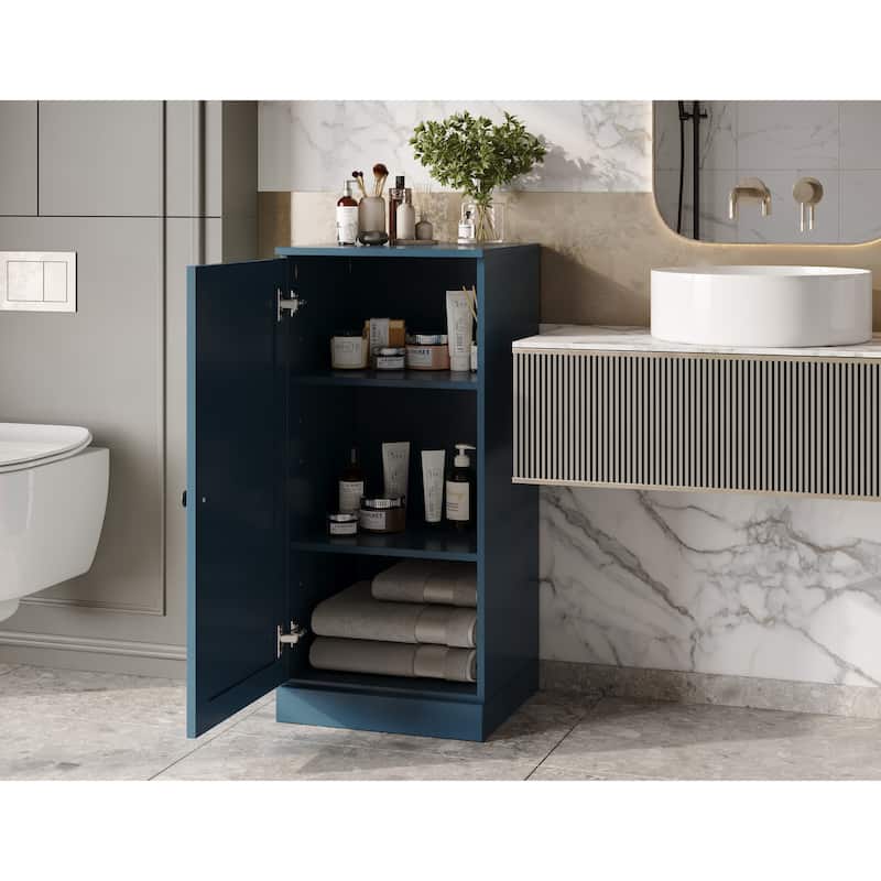 Palace Imports 100% Solid Wood 16.5" Bathroom Storage Cabinet with Shaker Door and Adjustable Shelves - Teal Blue