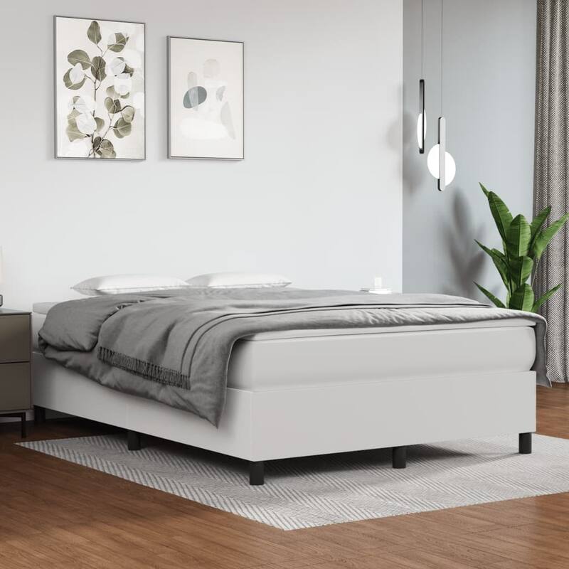 vidaXL Bed Frame Box Spring Bed Base with Mattress for Bedroom Faux Leather