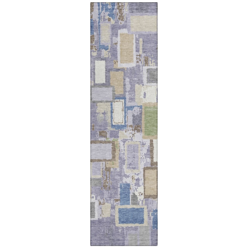 Machine Washable Indoor/ Outdoor Contemporary Geo Chantille Rug