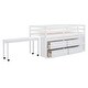 preview thumbnail 13 of 34, Twin/Full Size Low Loft Bed with Retractable Writing Desk and 4 Drawers, Wooden Loft Bed Frame w/ Lateral Portable Desk & Ladder