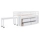 preview thumbnail 4 of 37, Twin Size Solid Wood Loft Bed with Retractable Writing Desk and 4 Drawers, Lateral Portable Desk and Shelves