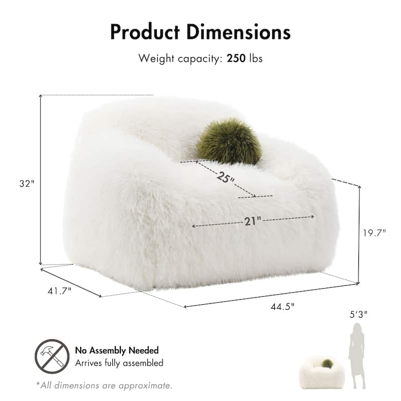 Furniture of America Cynra Modern 45-inch Faux Fur Swivel Arm Chair with Ball Pillow