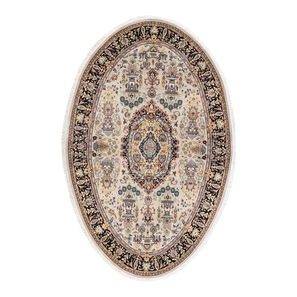 slide 2 of 8, Overton One-of-a-Kind Hand-Knotted Traditional Oriental Mogul Ivory Area Rug - 5' 3" x 8' 1"