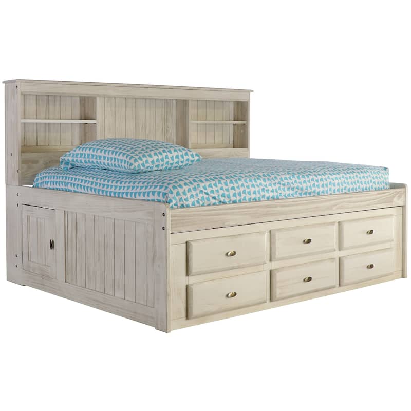 OS Home and Office Furniture Model 85223K6-22, Solid Pine Full Daybed with Six Drawers in Light Ash