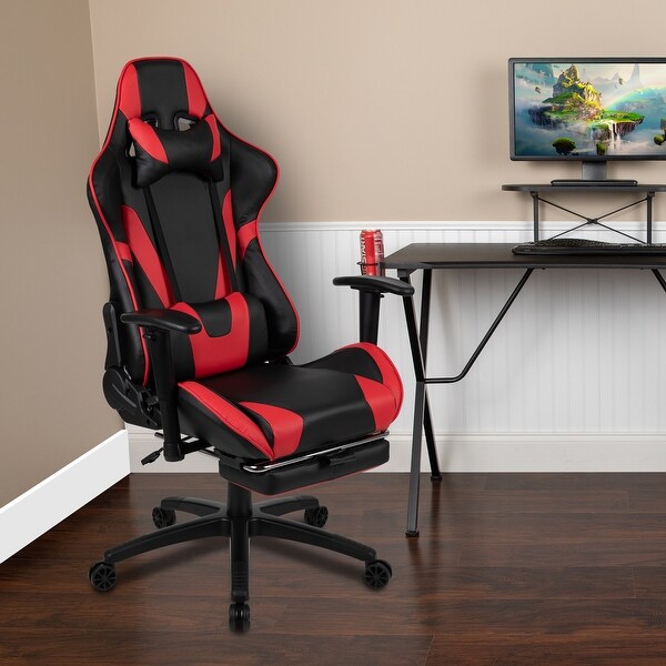 Racing Gaming Ergonomic Chair with Reclining Back, Footrest in Red LeatherSoft. Opens flyout.