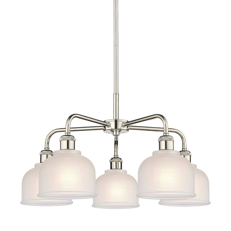 Innovations Lighting 516-5CR-15-24 Dayton Chandelier Dayton 5 Light - Polished Nickel / White