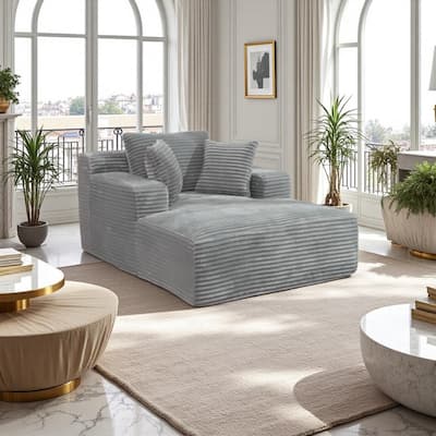 Full-Compressed Chaise Lounge Sofa Bed with Soft Corduroy Upholstery by Harper&Bright Designs