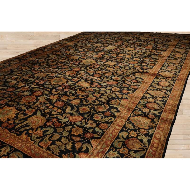 Hand Knotted Agra Charcoal,Sage Wool Traditional Oriental Area Rug - 12' 3'' x 19' 6''