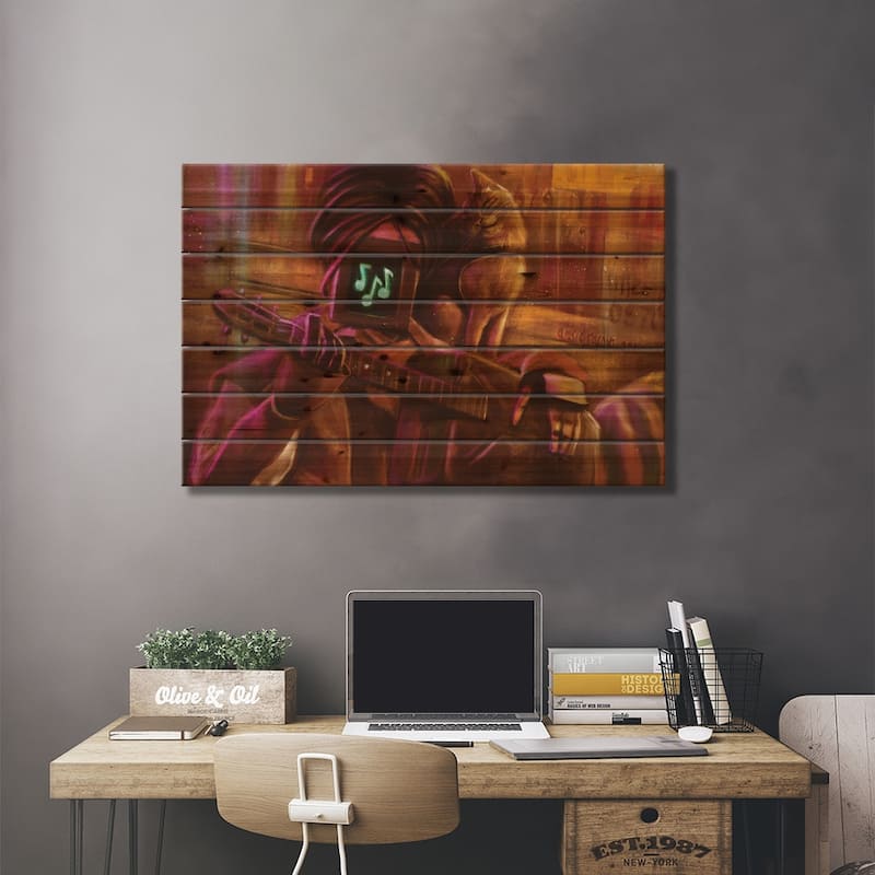 Music Brings Us Closer Print On Wood by Anastasia Evgrafova - Multi-Color