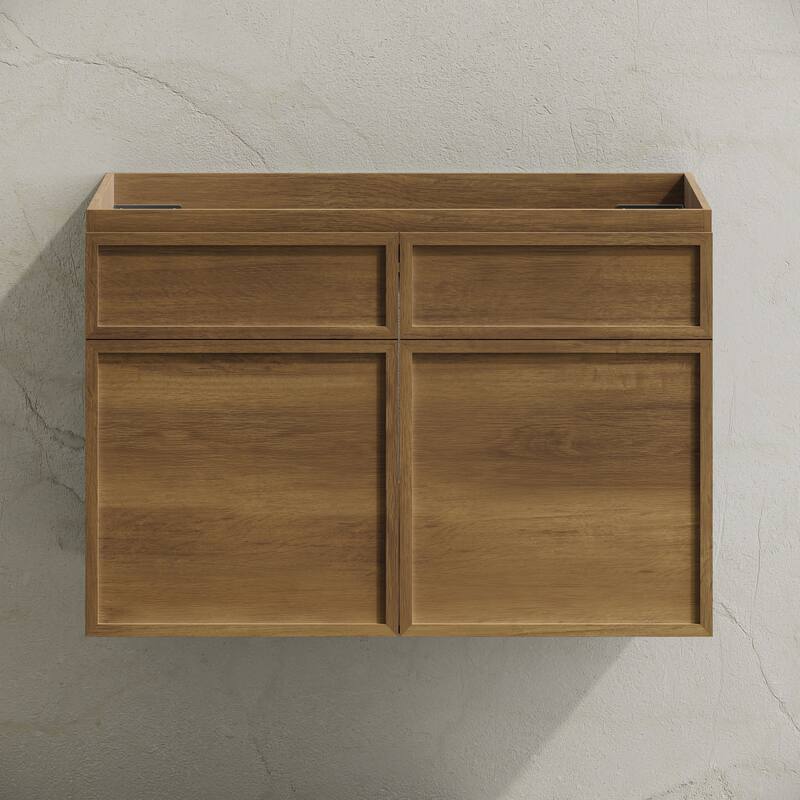 St. Tropez 30" Wall-Mounted Bathroom Vanity Cabinet Without Top In Brown Oak - 30